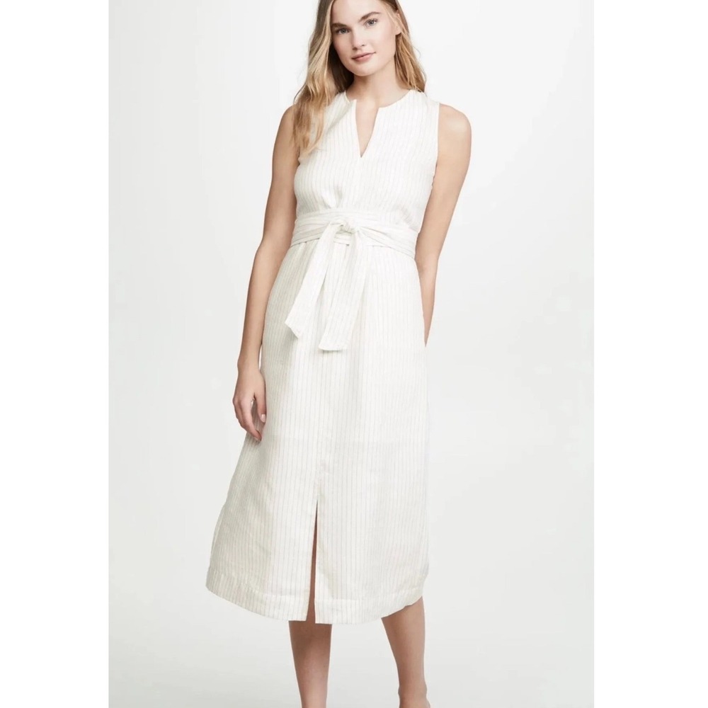 Vince Pencil Stripe Belted Sleeveless Dress Sz 4